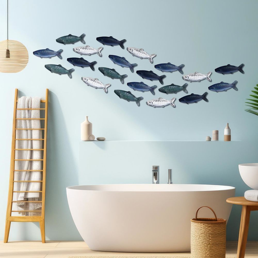 20 Pcs Summer Metal Fish Wall Decor Fish Wall Art Coastal Decor Nautical🥰